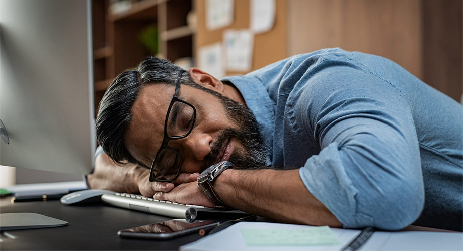 Man sleeping on keyboard